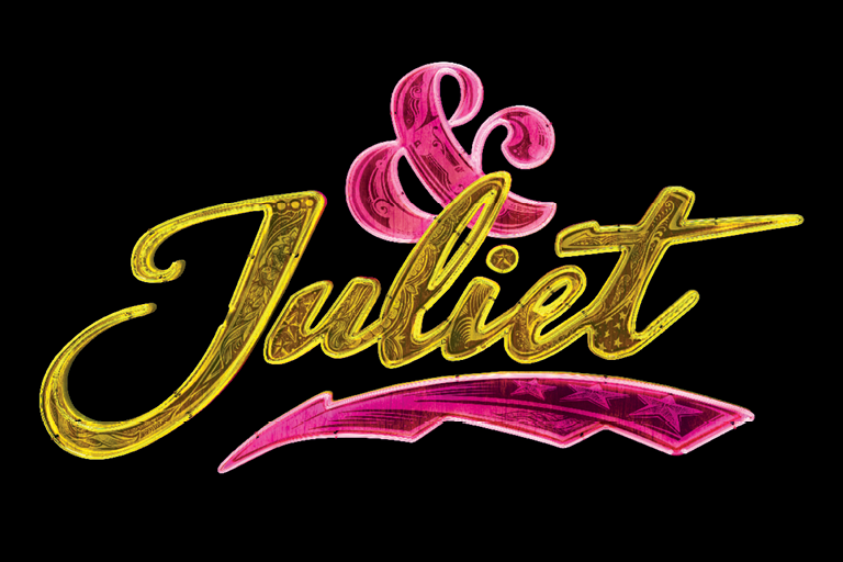 A pink heart with a shiny gold set of headphones around it.