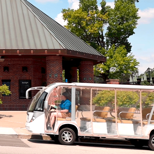 Mobility shuttle approaching the entrance at Starlight