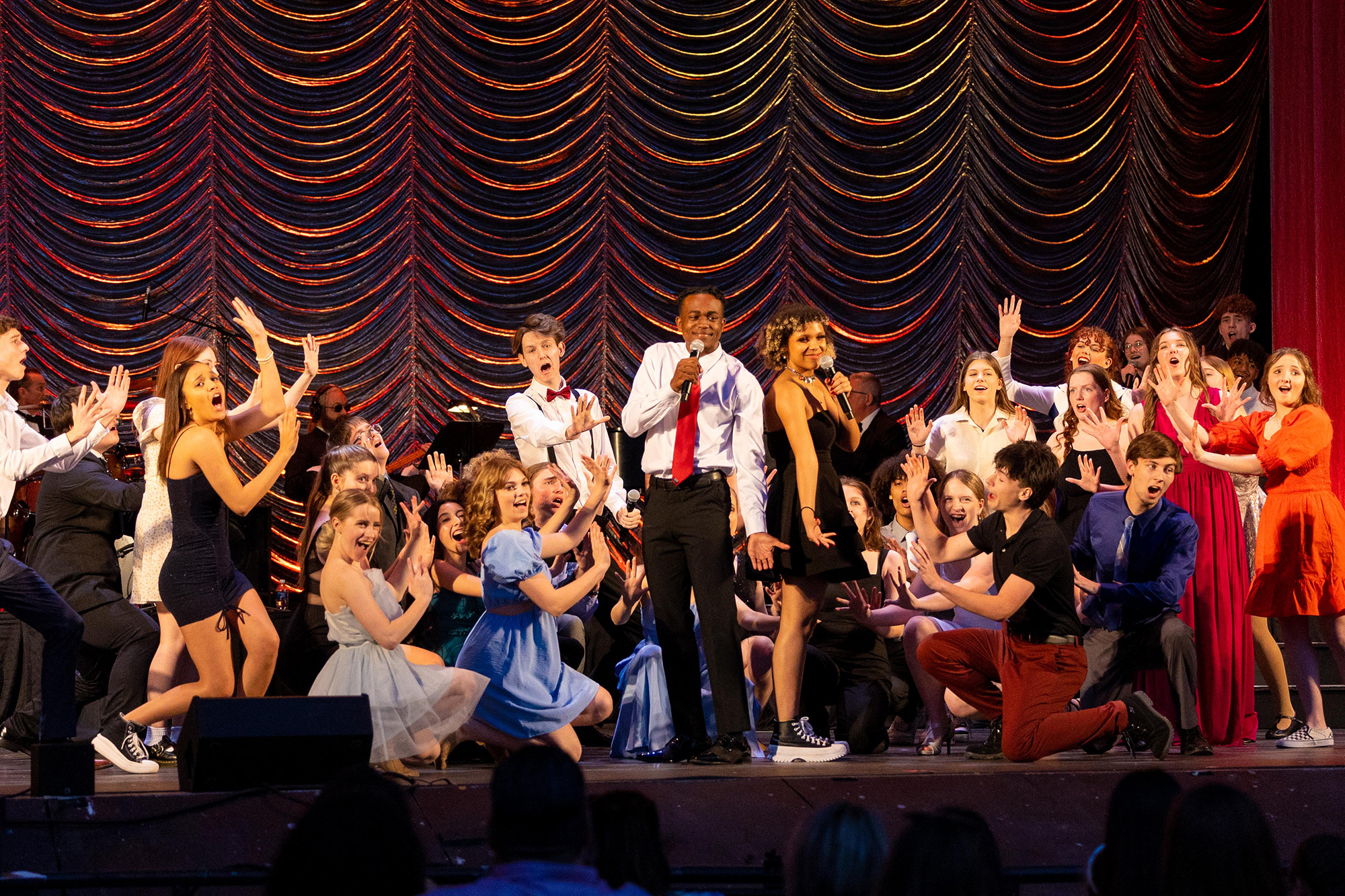 Student performers on stage during the Blue Star Awards