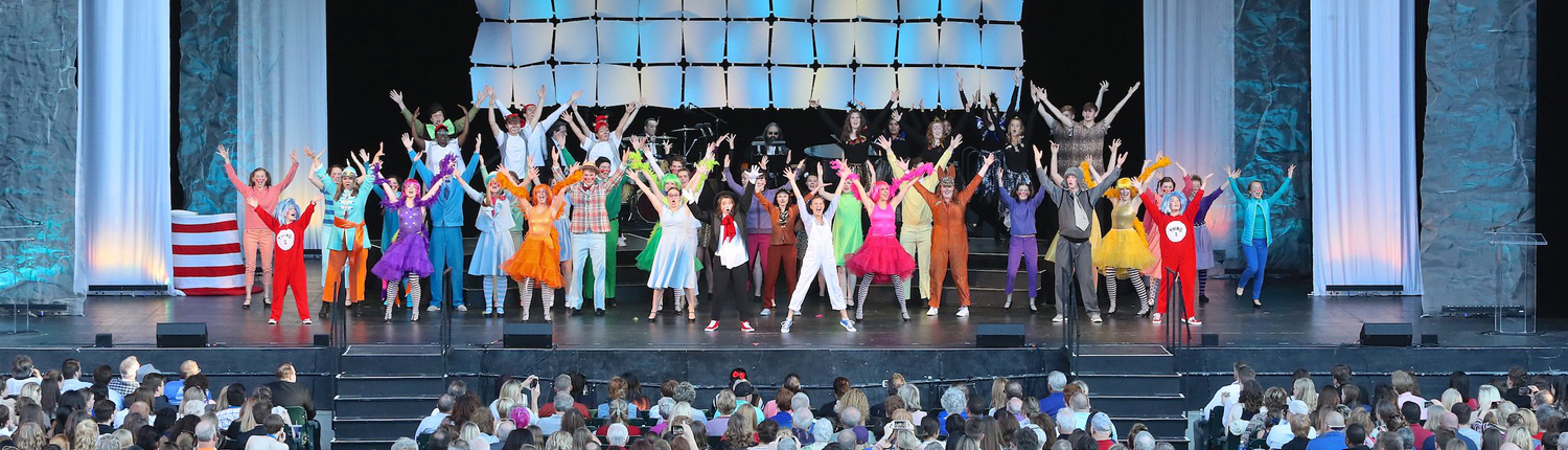 Cast on stage for Seussical the Musical