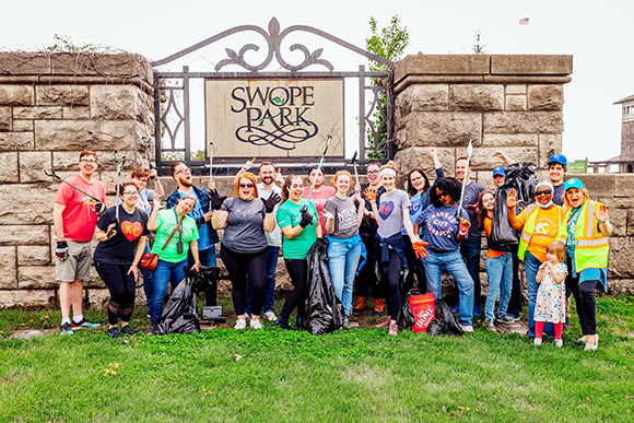 Staff and volunteers help clean up Meyer Boulevard