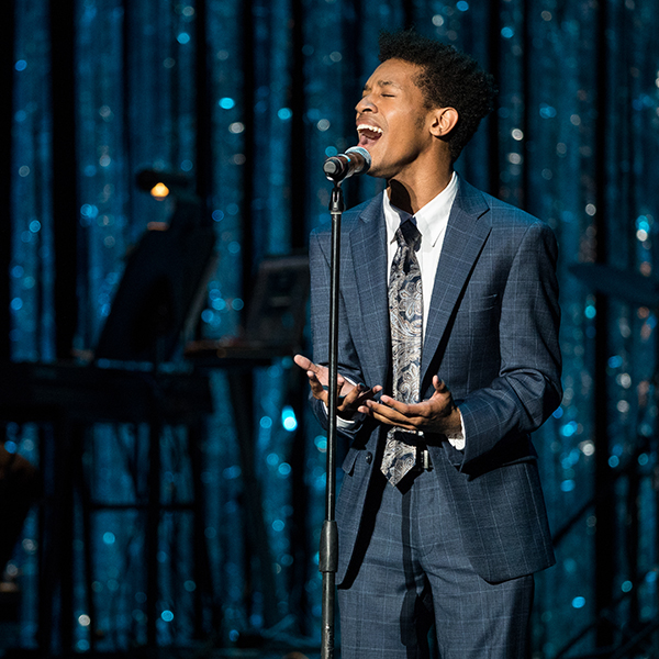 Justin Cooley singing at Blue Star Awards ceremony