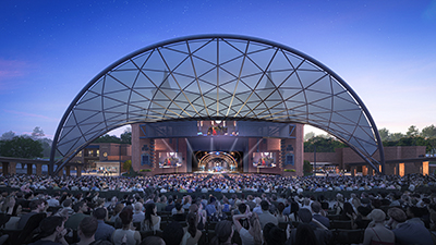 Rendering of new canopy to cover stage and part of the audience