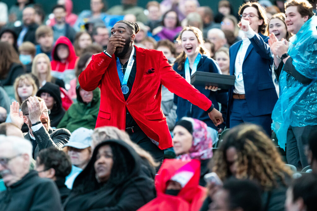 Audience reacts during the Blue Star Awards