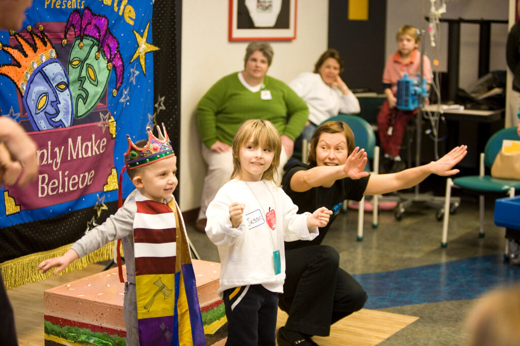 Kids and performers during a Just Imagine program