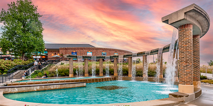 Starlight fountain with sunset