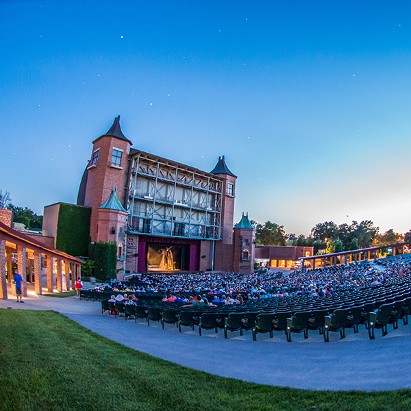 View from behind the audience looking at the stage house